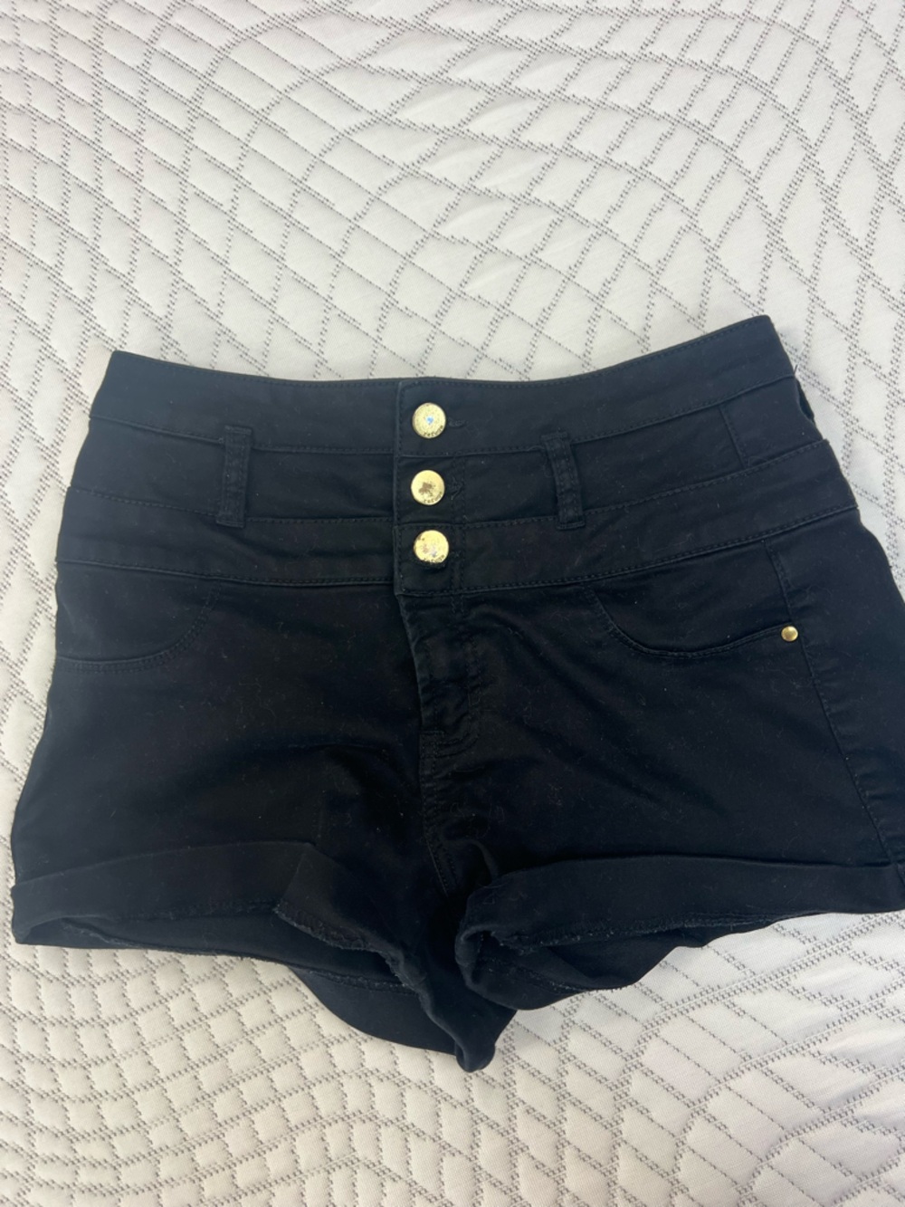 refuge Black High-Rise Button Fly Shorts